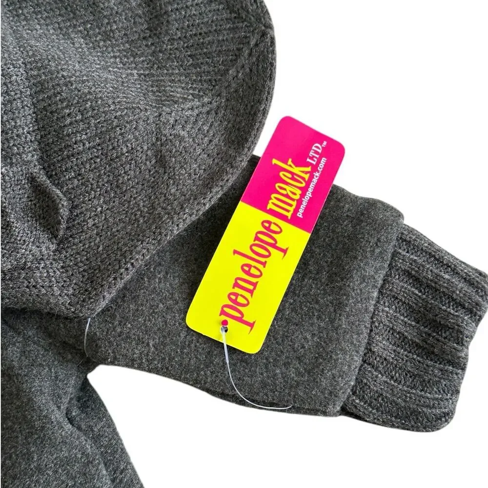 PENELOPE MACK Girls Gray Button Coat with Hat 12m NWT